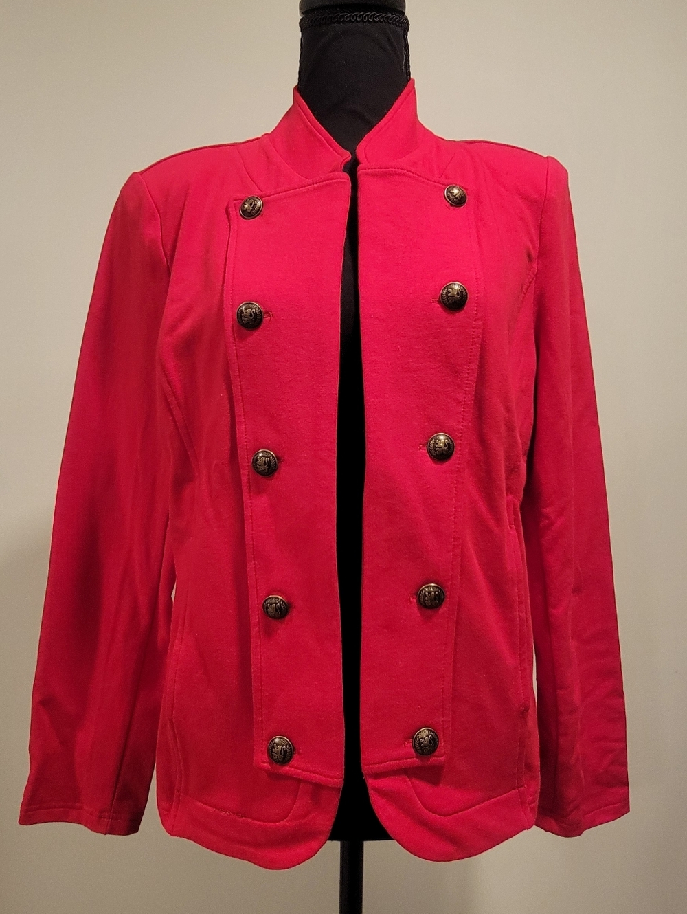 Tommy Hilfiger Bright Red Double-Breasted Military Blazer